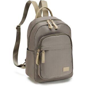 Khaki Mini Waterproof Nylon Convertible Backpack Purse for Women, 15L